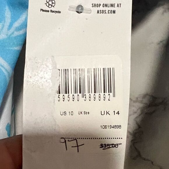 ASOS DESIGN tie front long sleeve bikini top in blue floral print - Picture 6 of 9